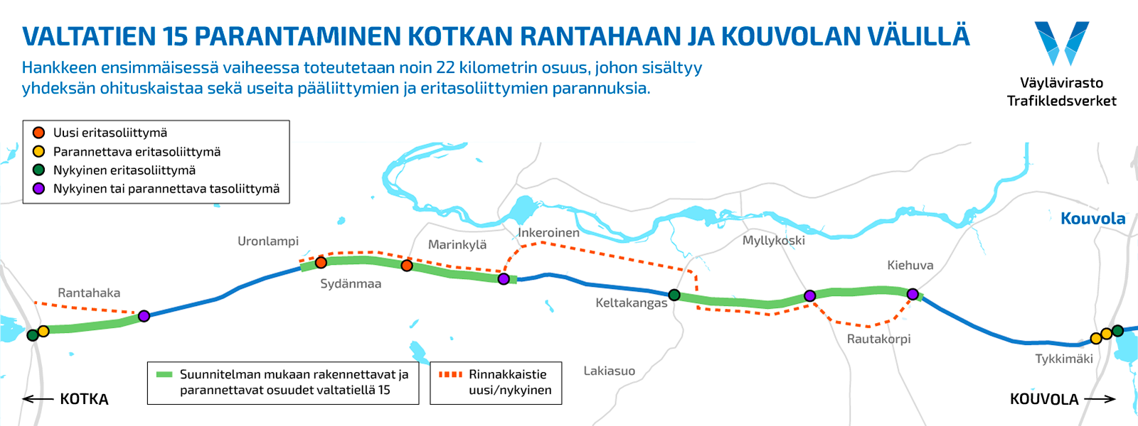 Karttakuva_Kotkan_Rantahaan_ja_Kouvolan_välillä_tehtävistä_valtatie_15_parannuksista.
