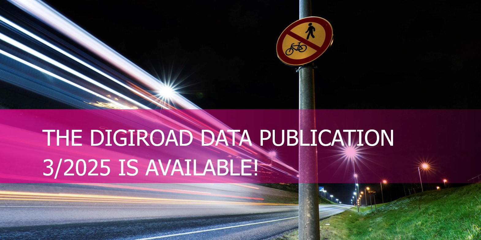 Traffic sing in the dark road with lightlines photo