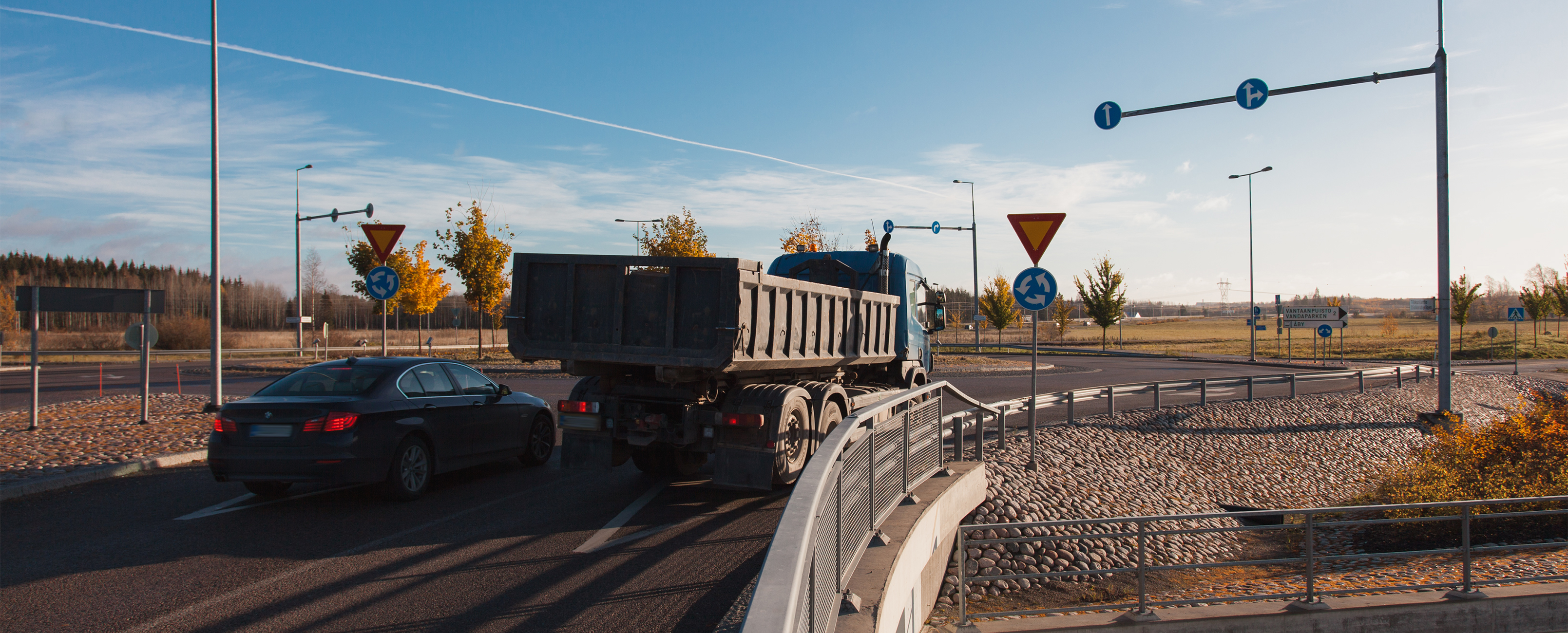 Lorry in traffic.