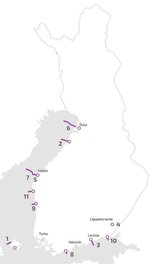 Most important waterway planning projects placed on the map of Finland