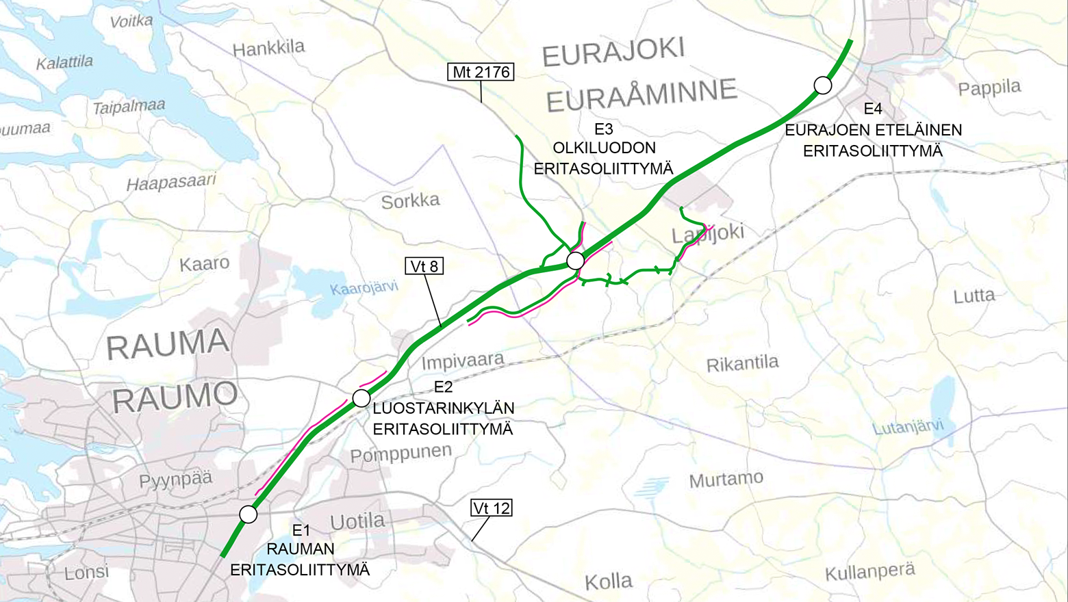 Yleissuunnittelualueen karttakuva alkuvuodelta 2025.