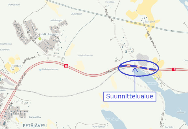 Valtatien 18 parantaminen Pakolantien liittymän kohdalla, Petäjävesi, tie-  ja rakenta-missuunnitelma - Väylävirasto
