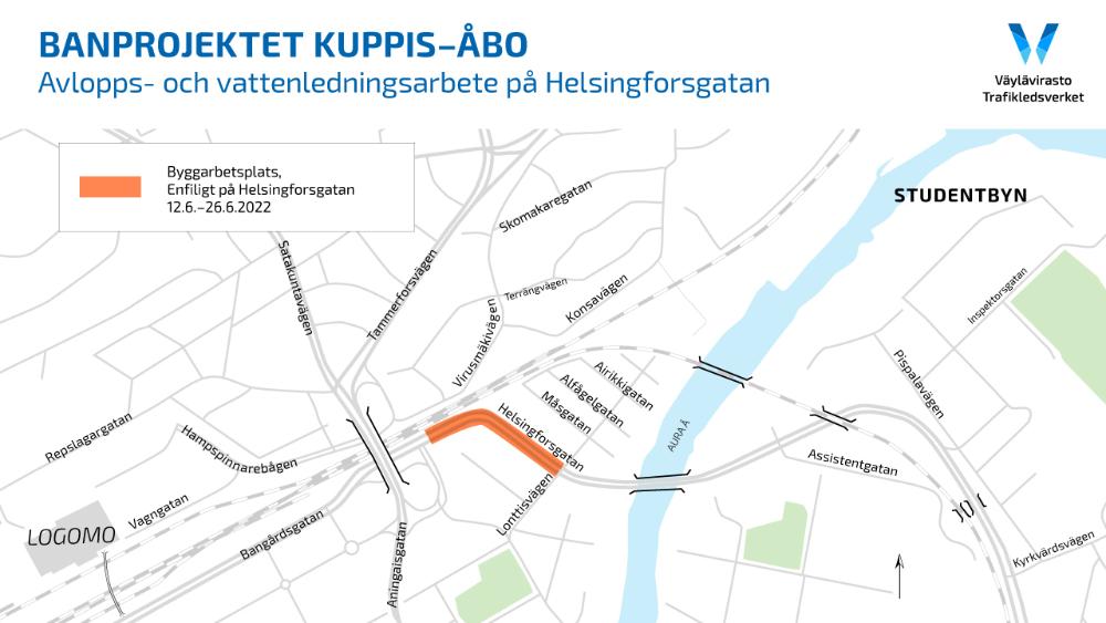 Karta över Helsingforsgatan.