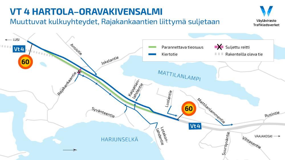 Jatkossa Rajakankaantieltä kulkeva liikenne käyttää samaa yksityistieyhteyttä kuin Syvänteentien ja Lotakonlahdentien liikenne.