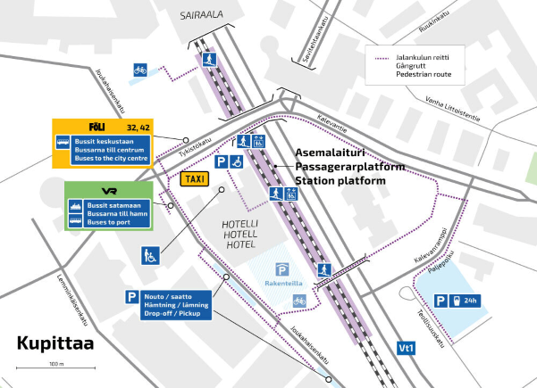 Kartta Kupittaan aseman alueelta