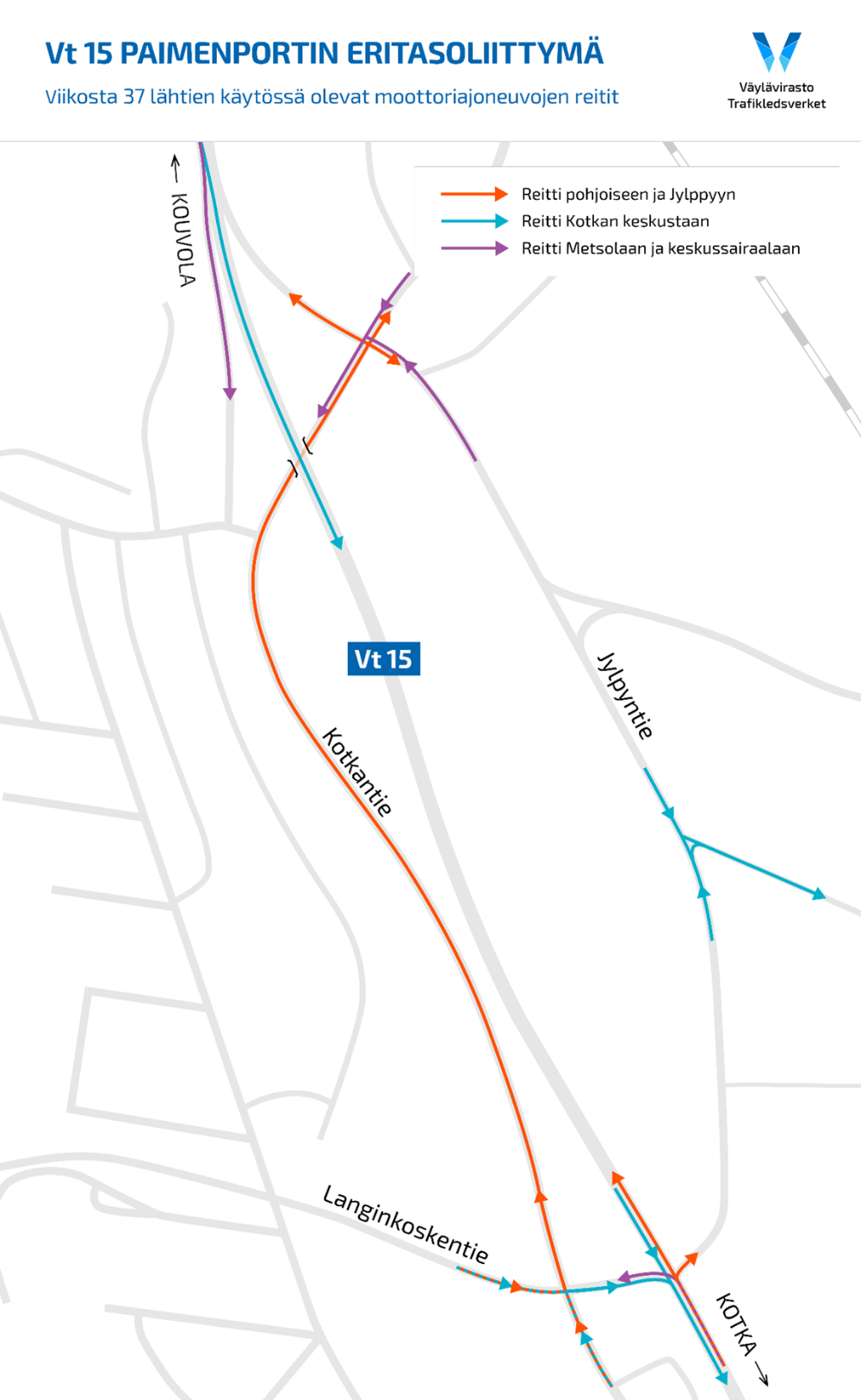 Karttakuva, jossa nuolia ja tekstiä