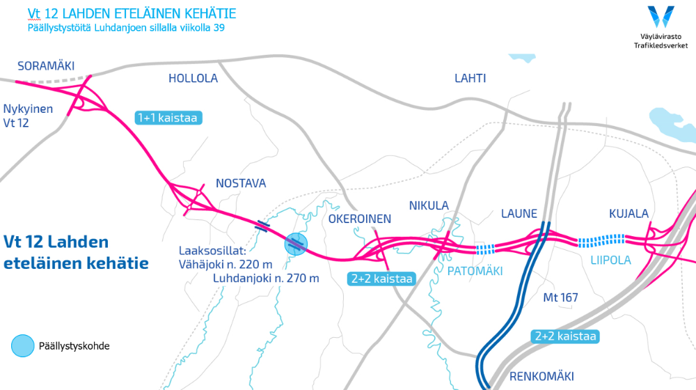Luhdanjoen sillalla päällystystöitä 28.-30.9. klo 18-06.