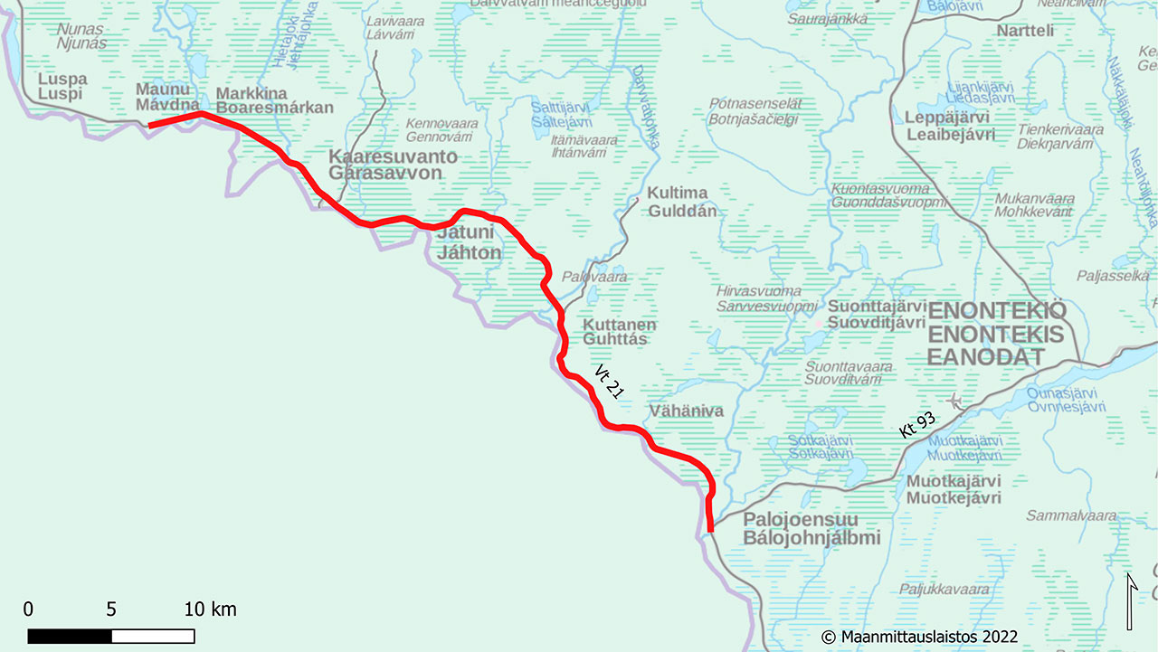 Valtatien 21 parantaminen Palojoensuu-Maunu, Enontekiö - Väylävirasto