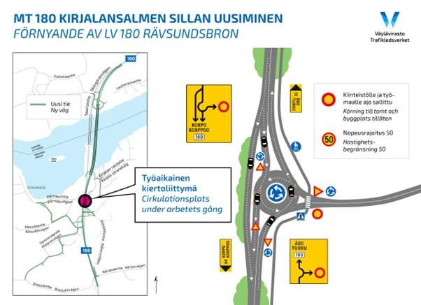Saaristotien kiertoliittymän paikka välillä Turku - Korppoo