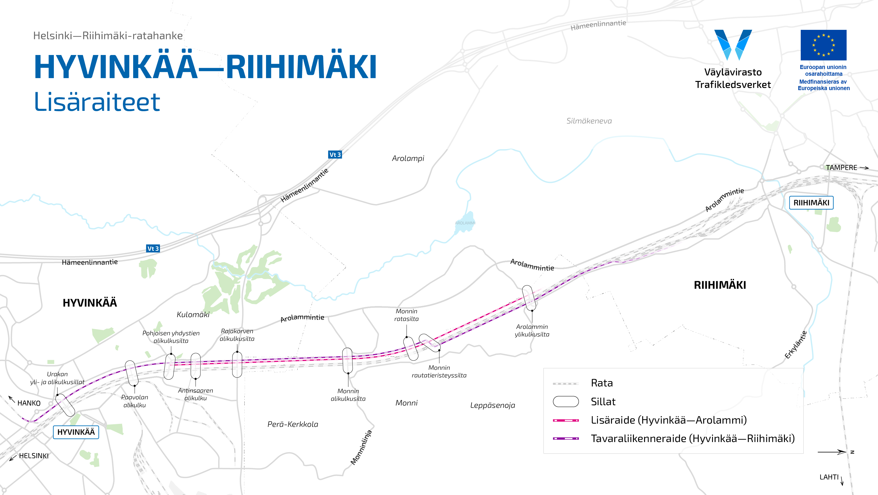 Hyvinkää-Riihimäki-välille suunnitellaan lisäraiteita.