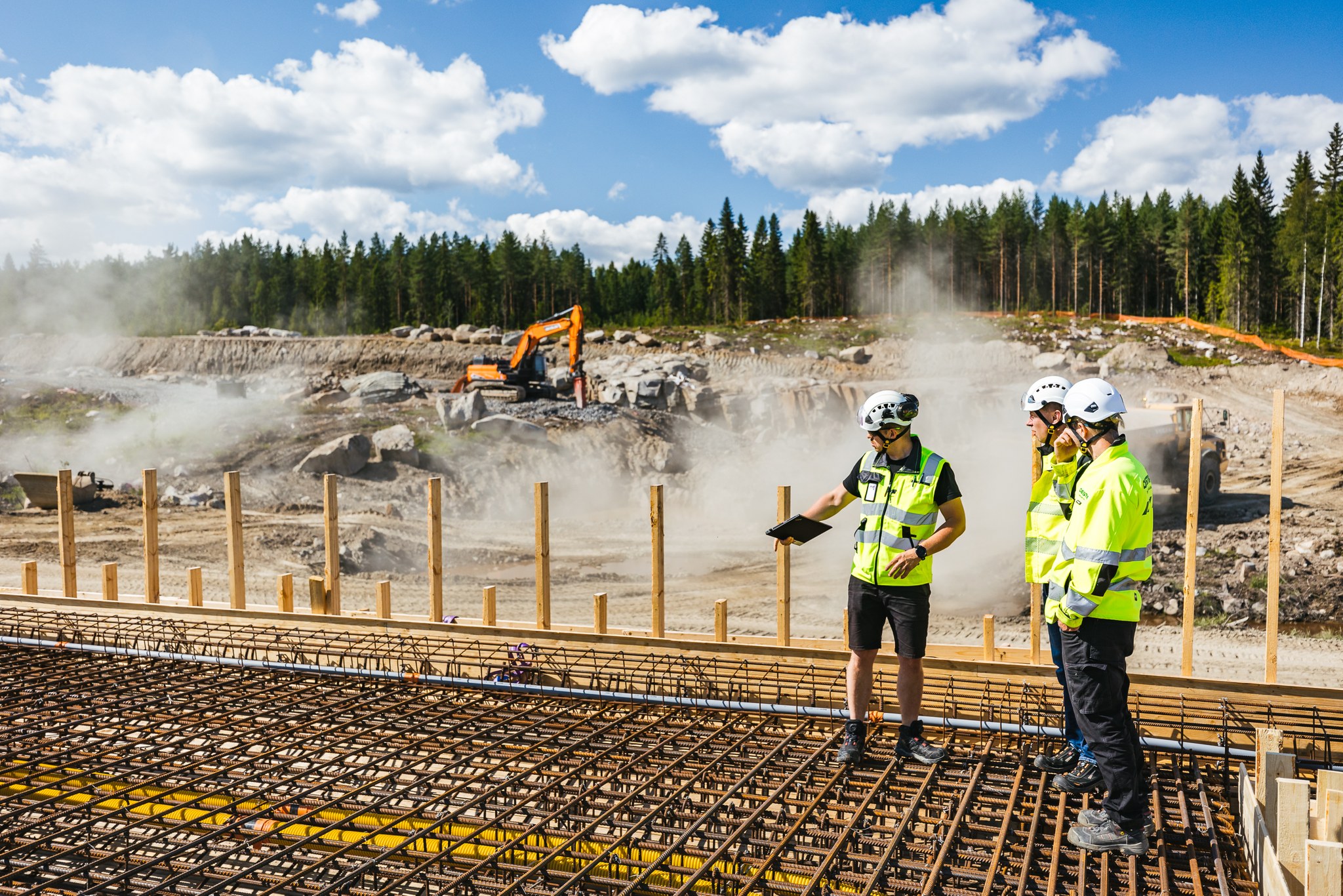 Bridge construction yard.