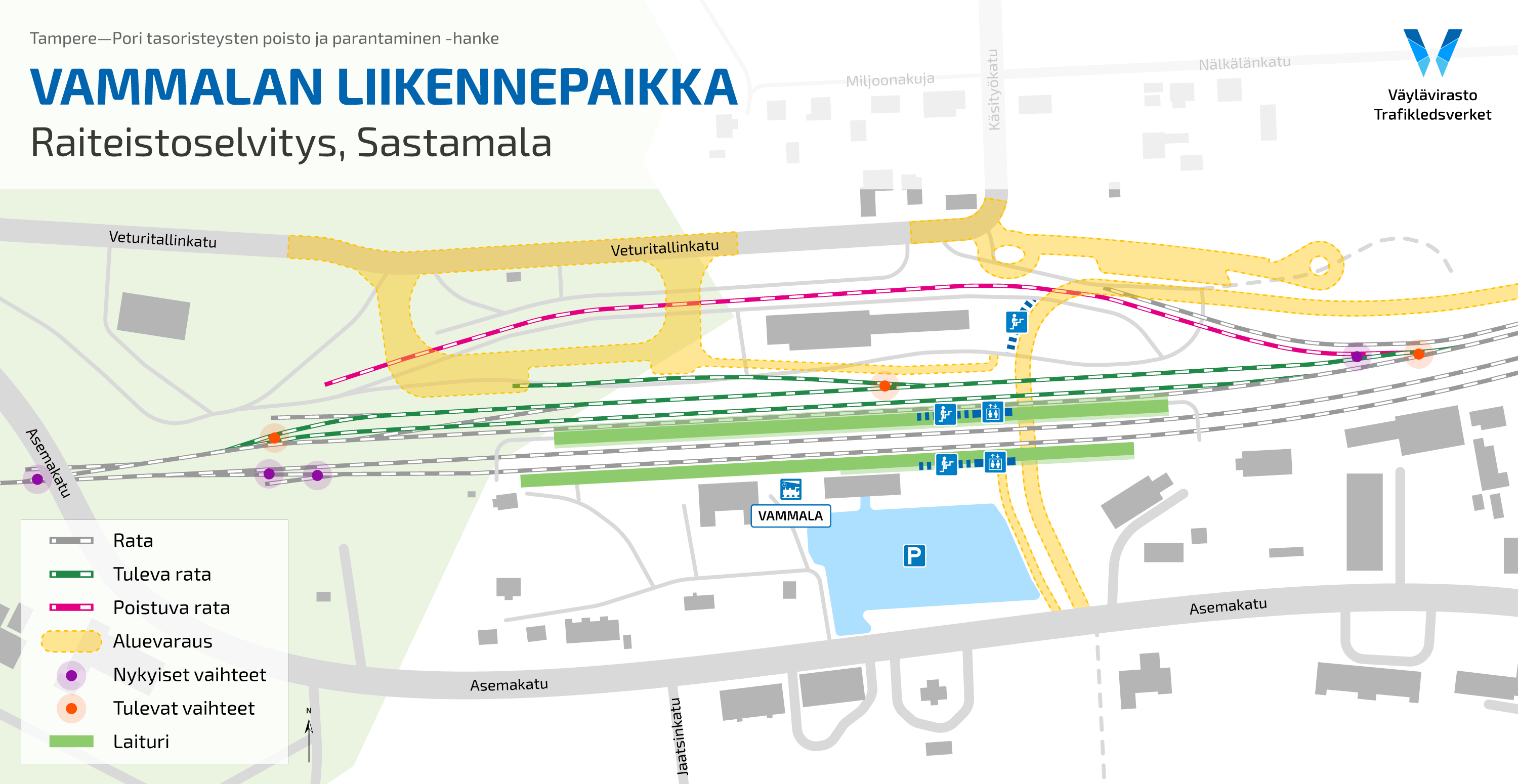 Suunnitelmakarttakuva Vammalan liikennepaikasta Sastamalassa