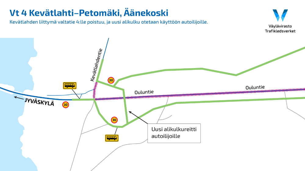 Kartta_Kevätlahden_risteyssillan_alittavasta_uudesta_ajoreitistä