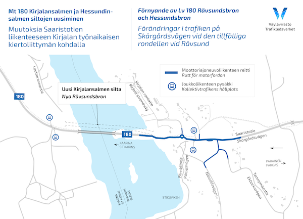 Karttakuva liikennejärjestelyistä.