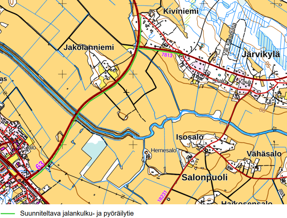 Suunnittelualueen kartta.