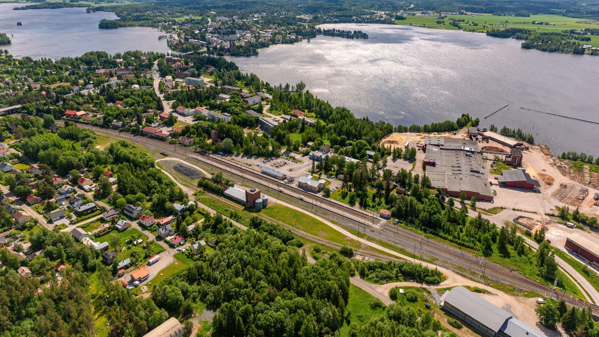 Lentokuva Sastamalasta, Vammalan liikennepaikalta. Kuva: Sastamalan kaupunki.