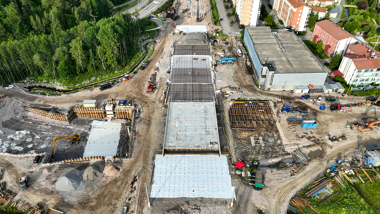 Espoo Rail Line project's work in Säteri on July 2, 2025.