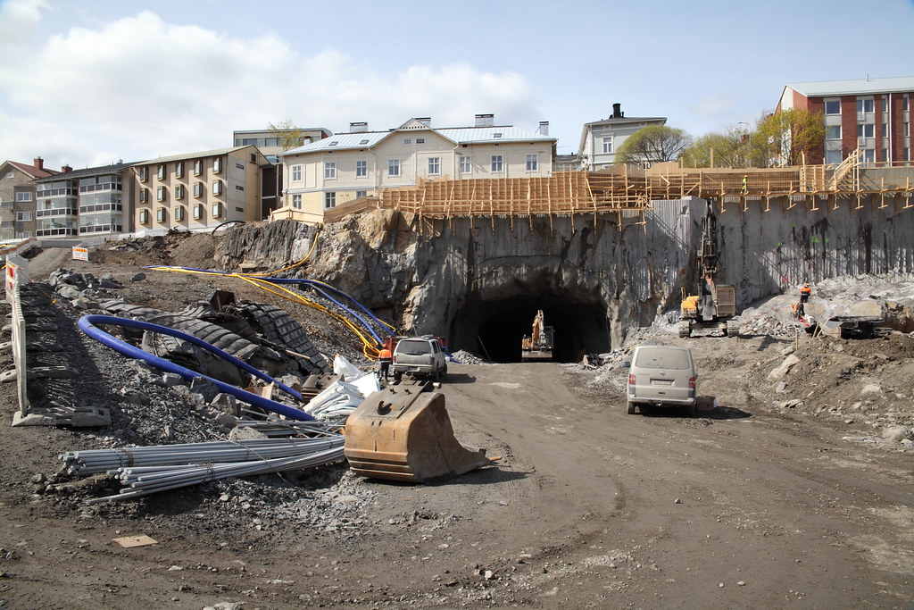 Tampereen rantatunnelin työmaa.