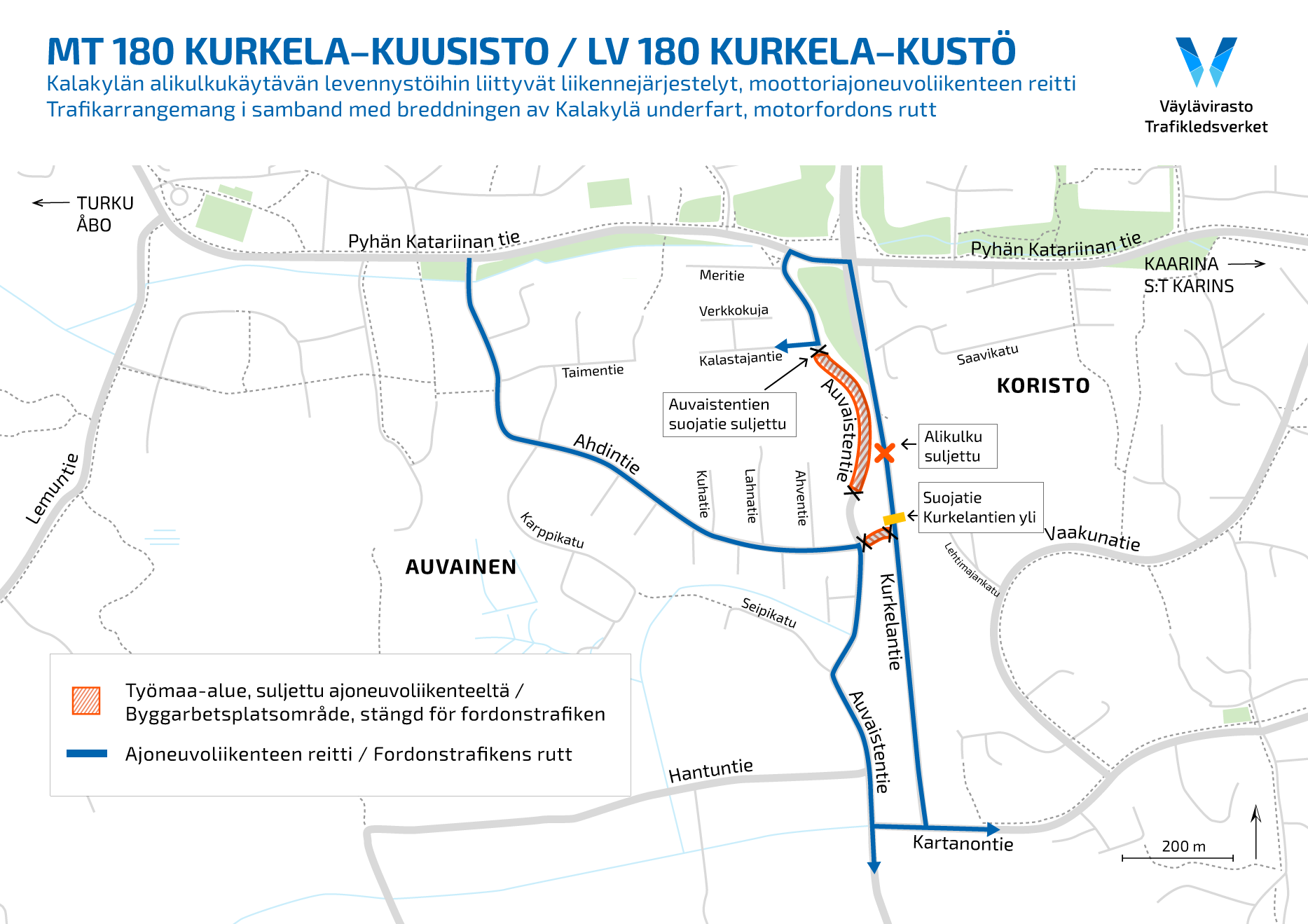 En karta av fordonstrafikens rutt.
