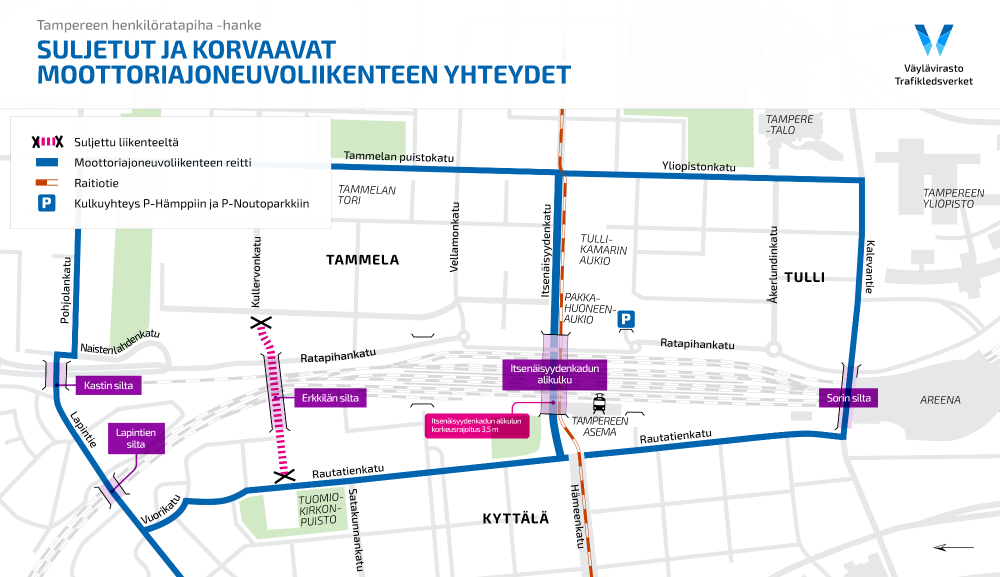 Kartta moottoriajoneuvojen reiteistä