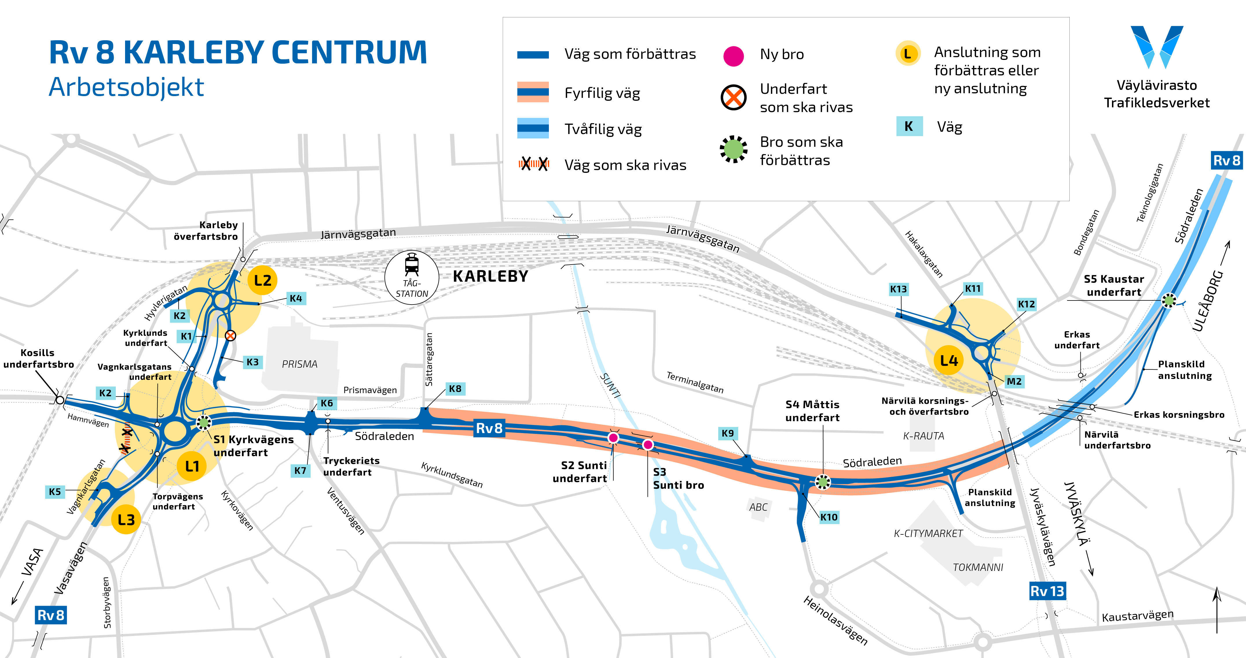 En karta över arbetsobjekter.
