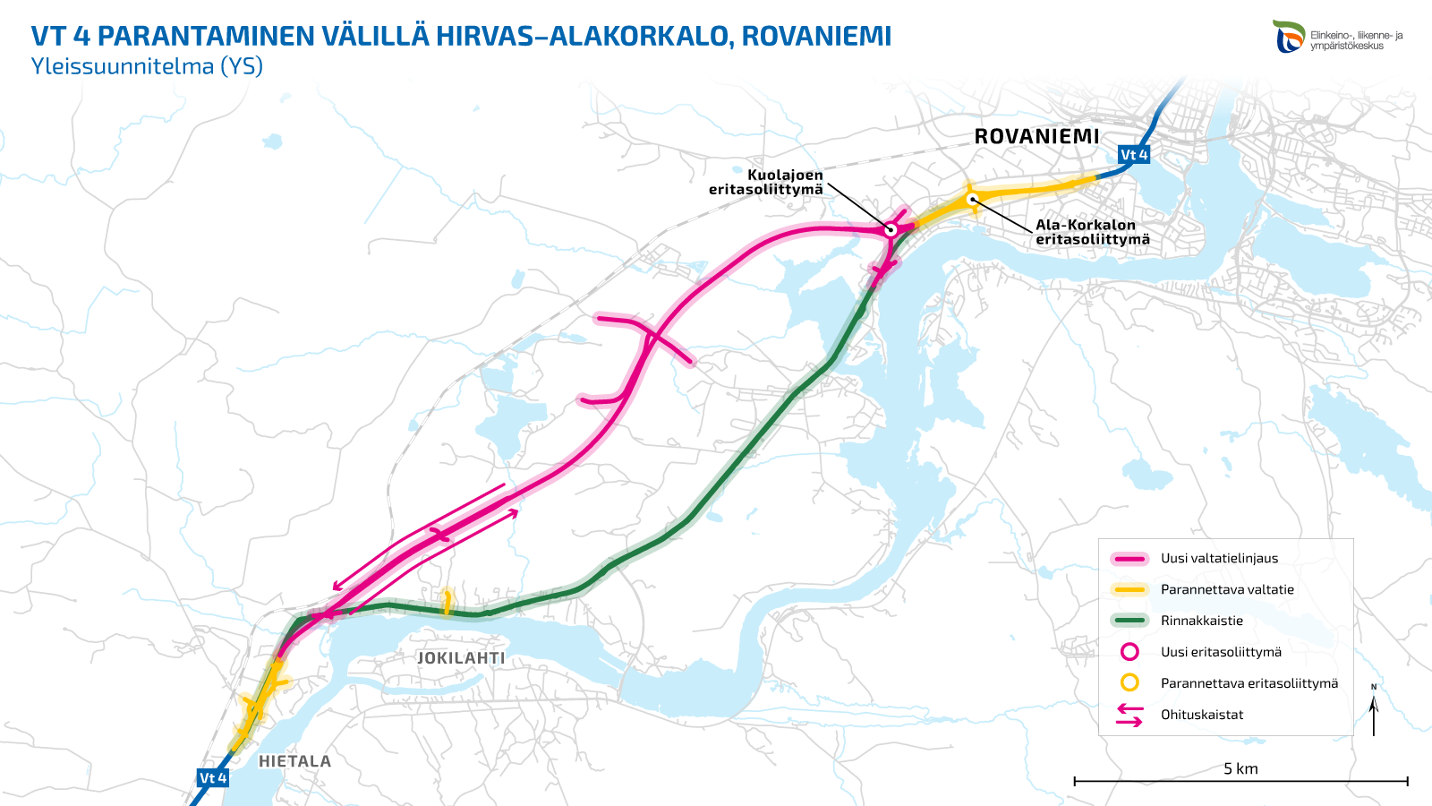 Karttakuva suunnittelualueesta Hirvaan ja Alakorkalon välillä