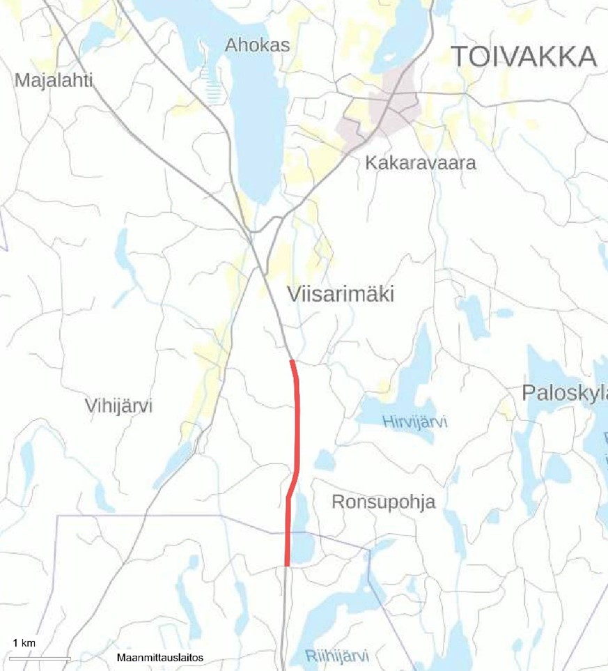 Kartta tiesuunnitelmasta