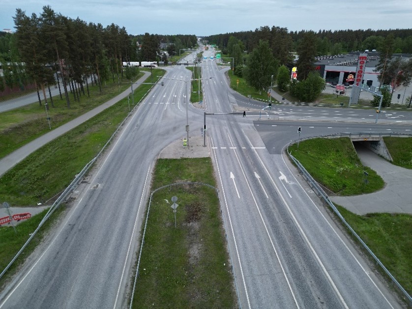 Ilmakuva Kajaanintien alikulkukäytävästä.