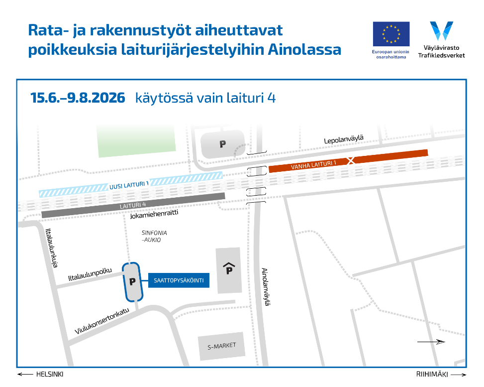tekstiä ja karttakuva Ainolan asemasta