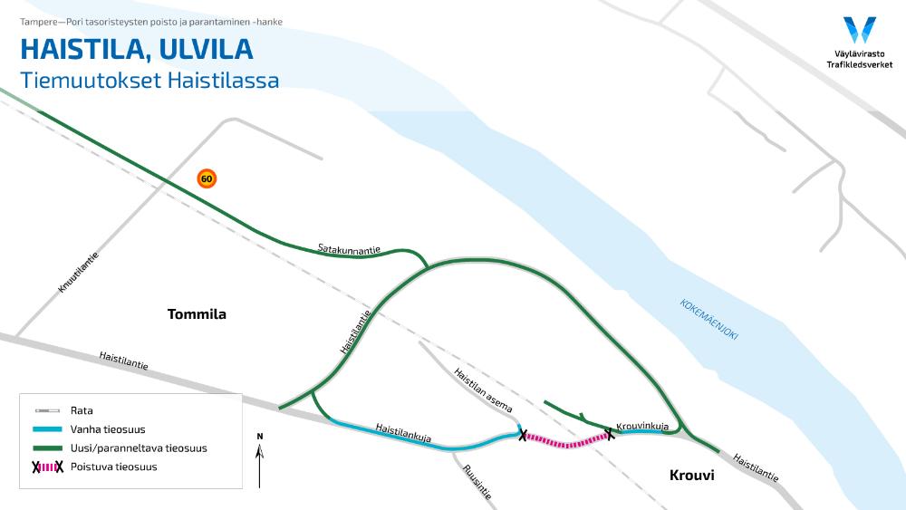 Karttakuva Haistilan urakka-alueesta Ulvilassa