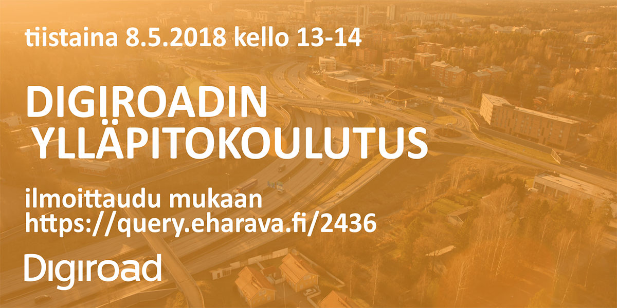 Digiroadin ylläpitokoulutuksen mainos 8.5. Tervetuloa mukaan!