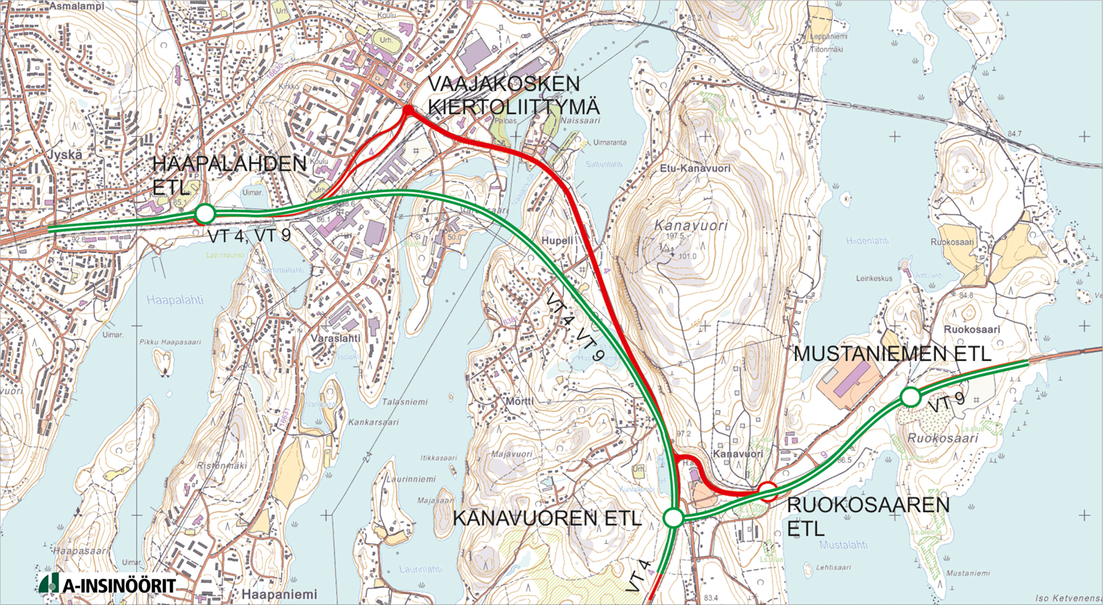 Karttakuva suunnitteluosuudesta. 