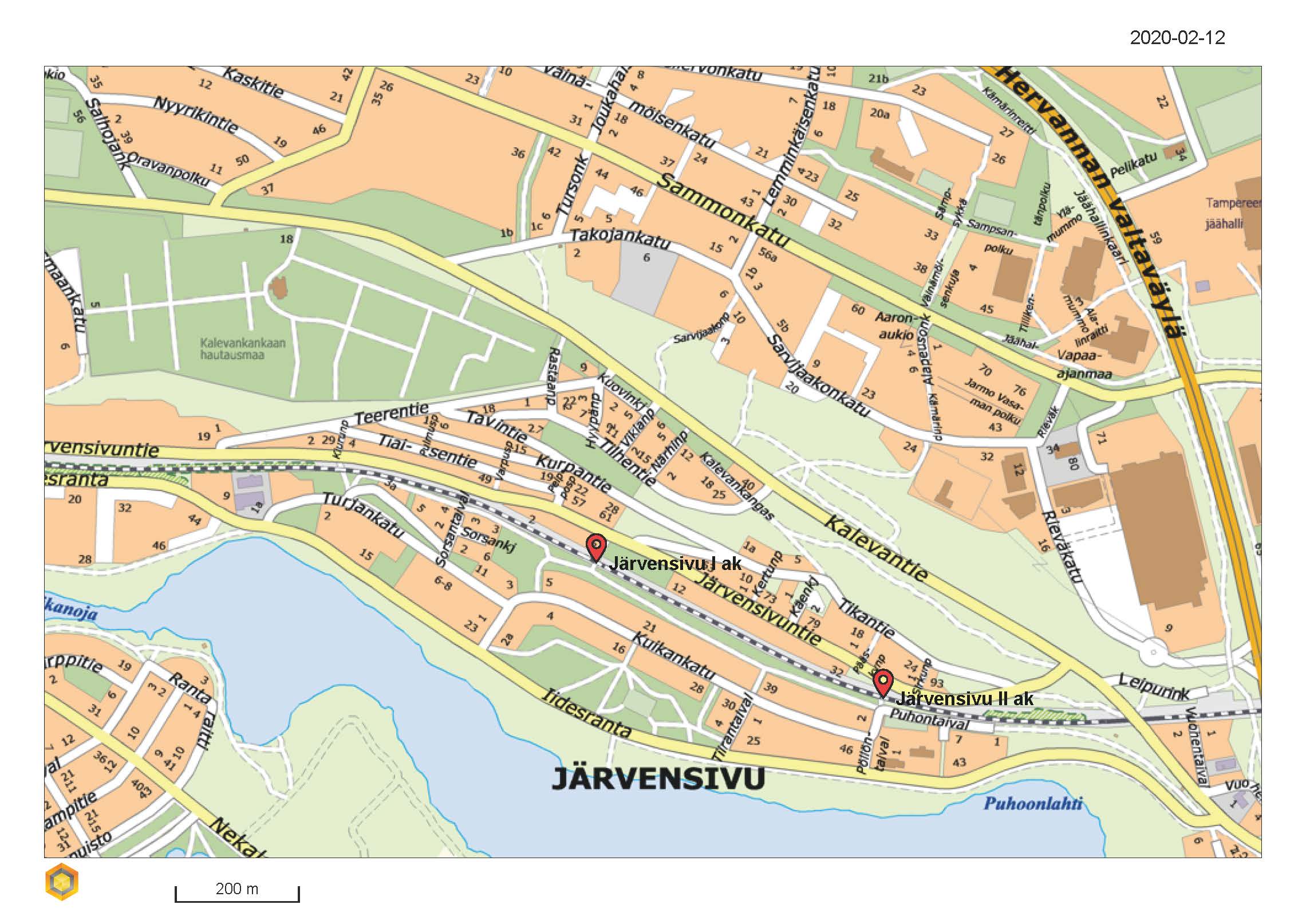 Järvensivun kaupunginosassa sijaitsevat alikäytävät sijaitsevat ratakilometreillä 188+888 ja 189+410.