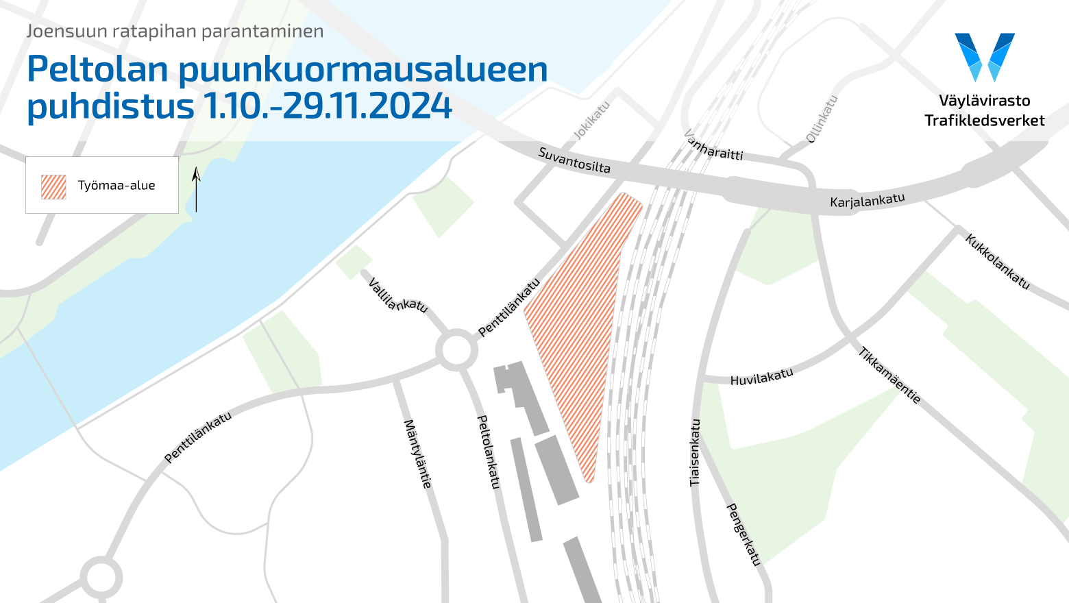 Peltolan puunkuormausaluetta puhdistetaan 1.10.-29.11.2024 välillä. 