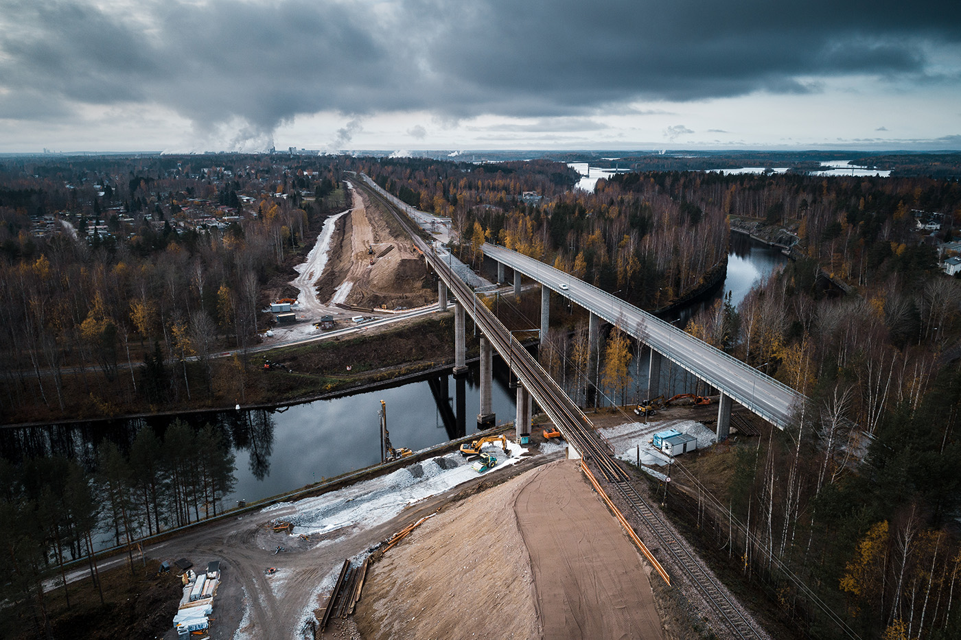 Ilmakuva työmaasta lokakuussa. 2018.