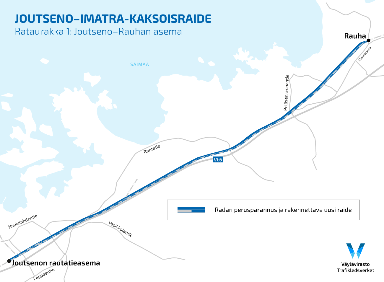 Kartta: rataurakka 1: Joutseno-Rauhan asema.