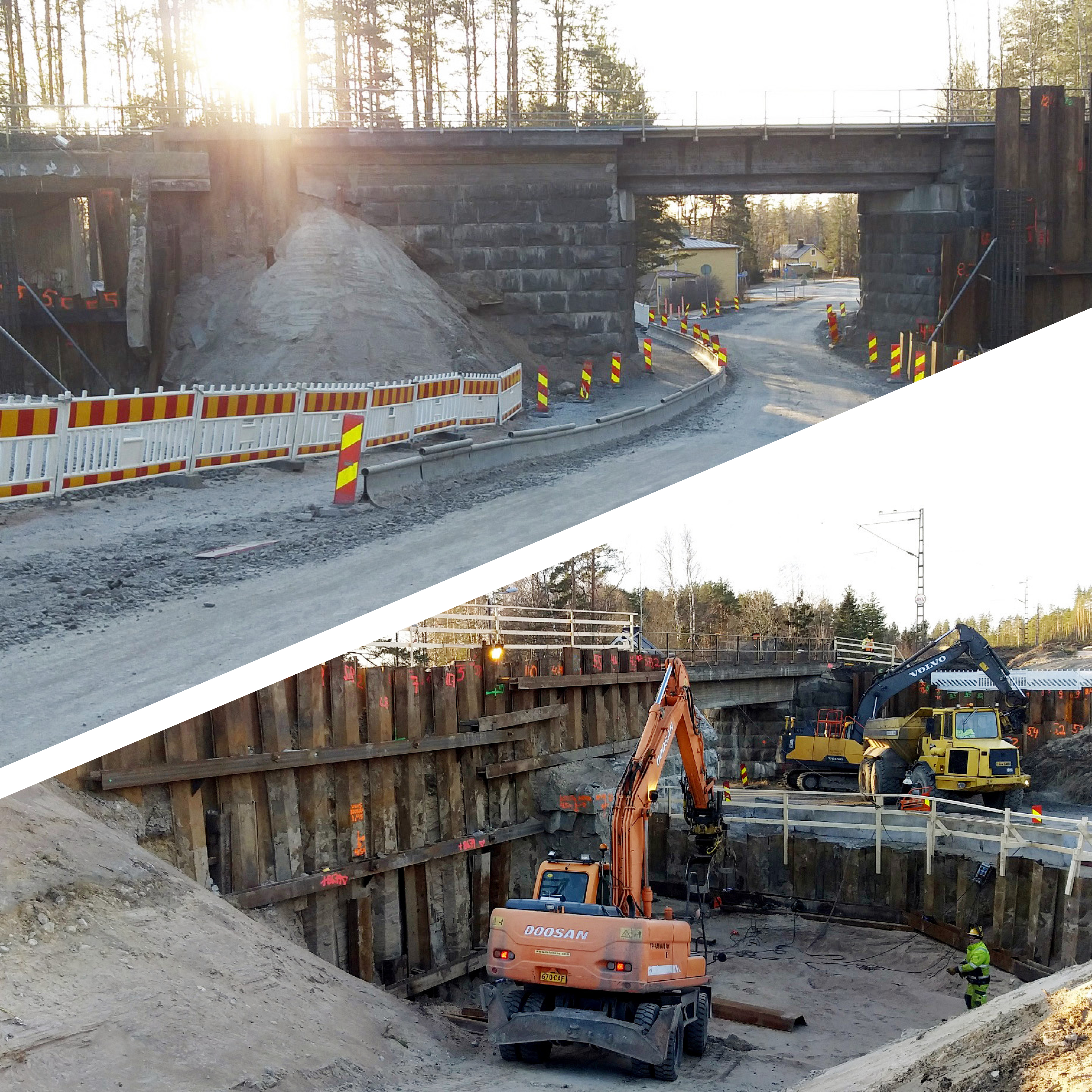 Tammikuussa 2020 tehtiin myös siltapaikkojen tukiseiniä sekä kaivutöitä siltapaikoilla. Lisäksi rakennettiin Rauhan aseman alikulkusillan ja Rauhan alikulkusillan perustuksia.