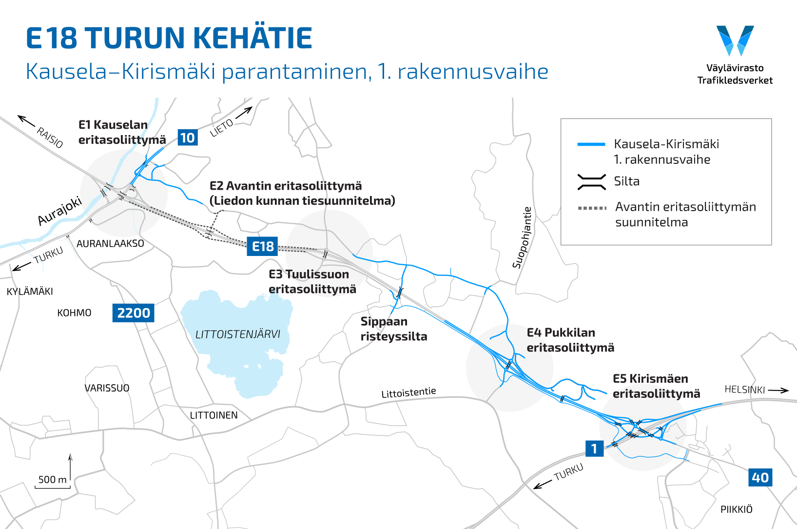 Karttakuva ensimmäisestä rakennusvaiheesta.