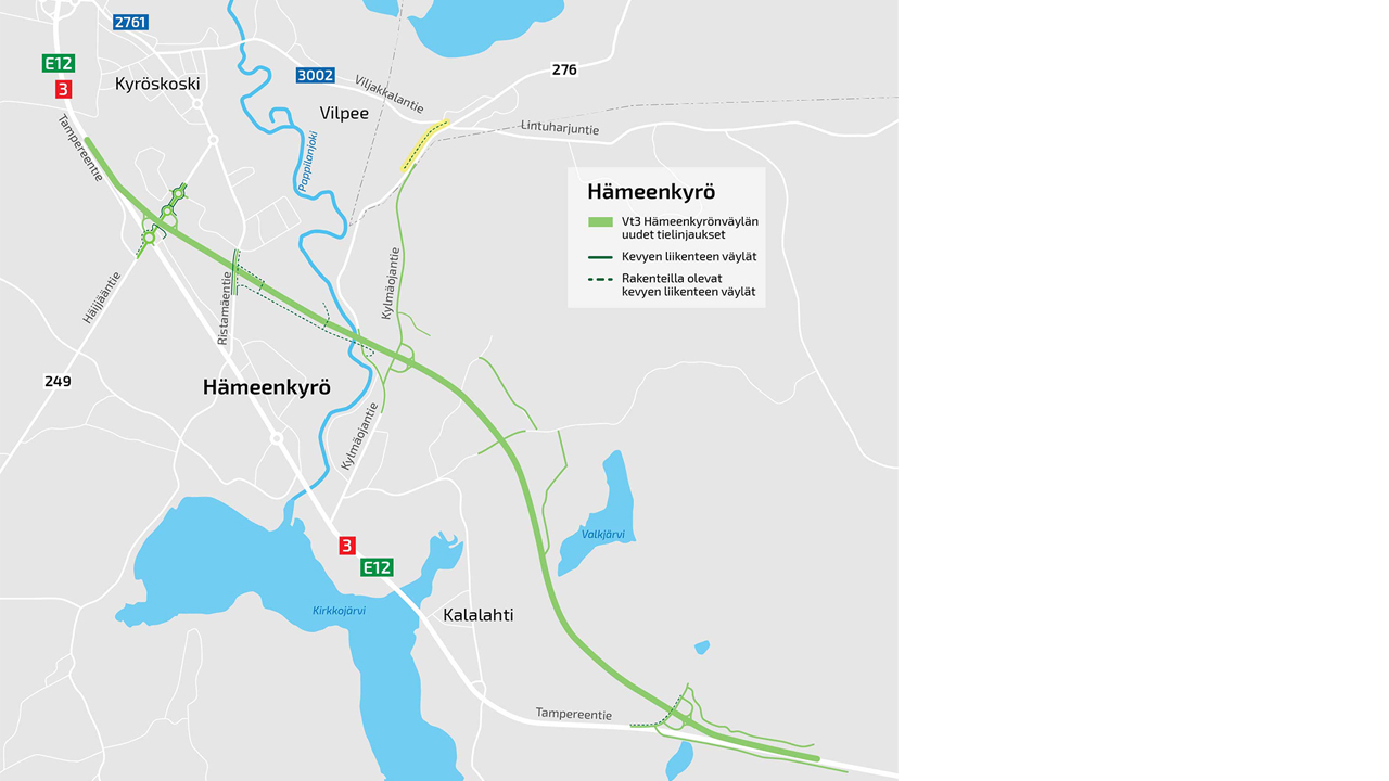 Vt3 Hämeenkyrönväylä: Kilometrin verran uutta kevyen liikenteen väylää -  Väylävirasto