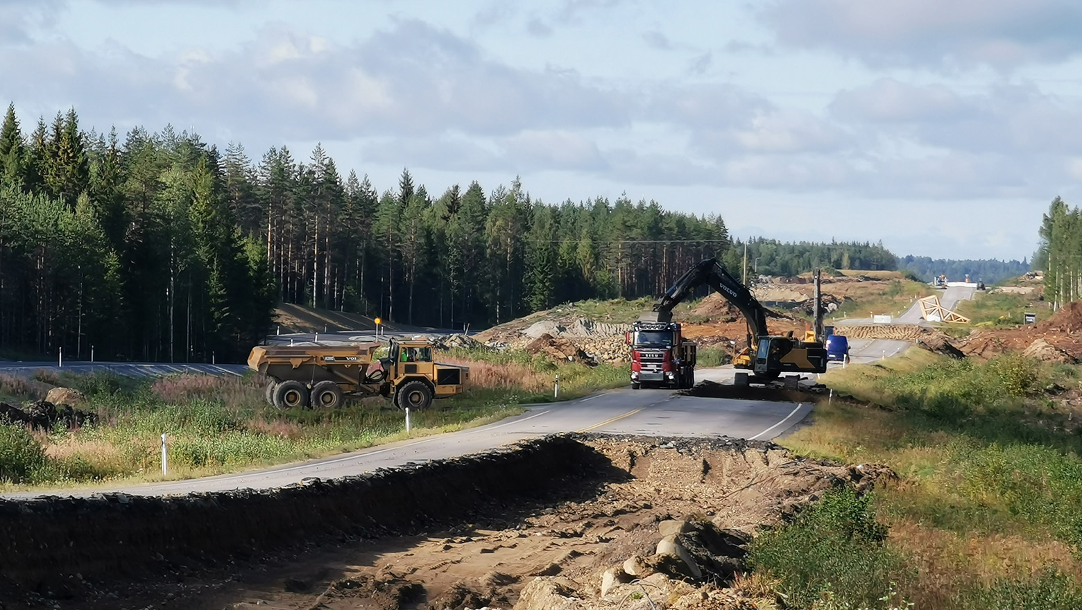 Vt 5 Mikkeli-Nuutilanmäki työmaa ja kiertotie elokuussa 2020.