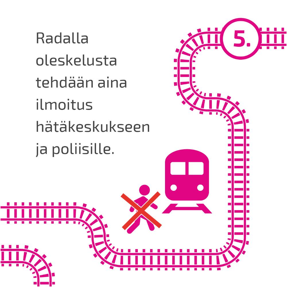 Kuvassa grafiikkaa rautatieturvallisuuteen liittyen.