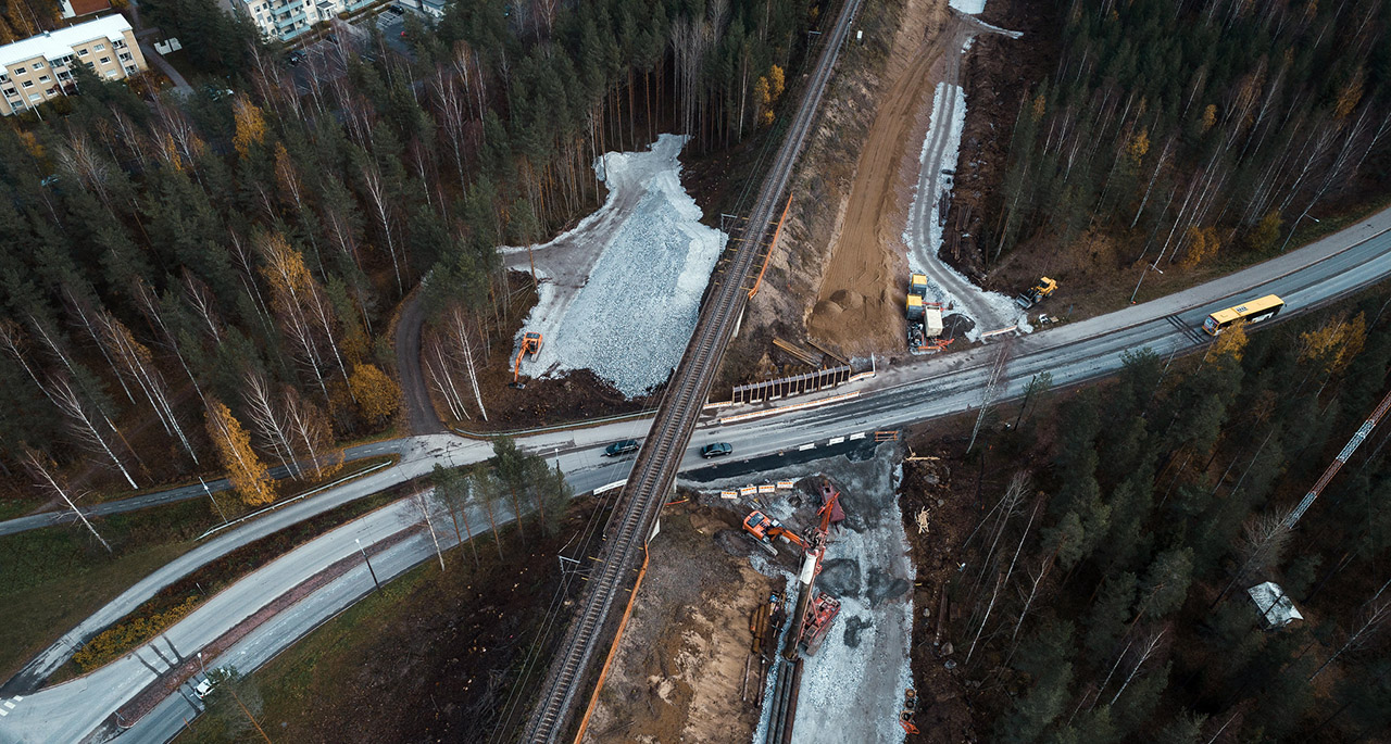 Ilmakuva työmaasta.