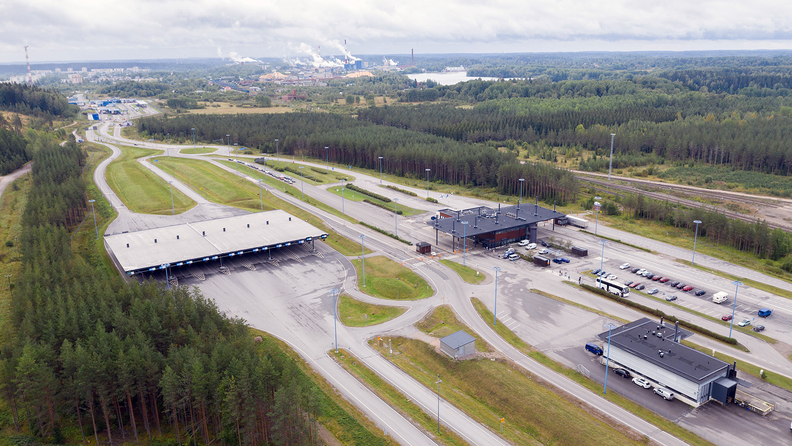 Aerial photo from Imatra border crossing point  in summer 2019