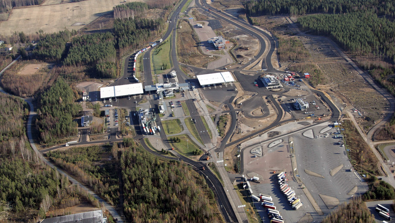Aerial photo of Vaalimaa border crossing point in 2015