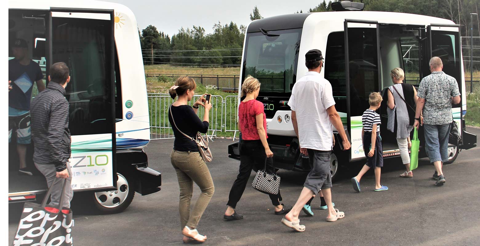 Driverless bus with passengers