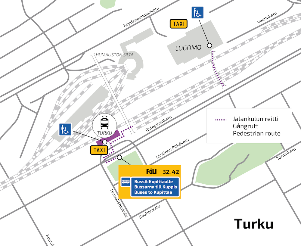 Map of Turku Central Railway Station