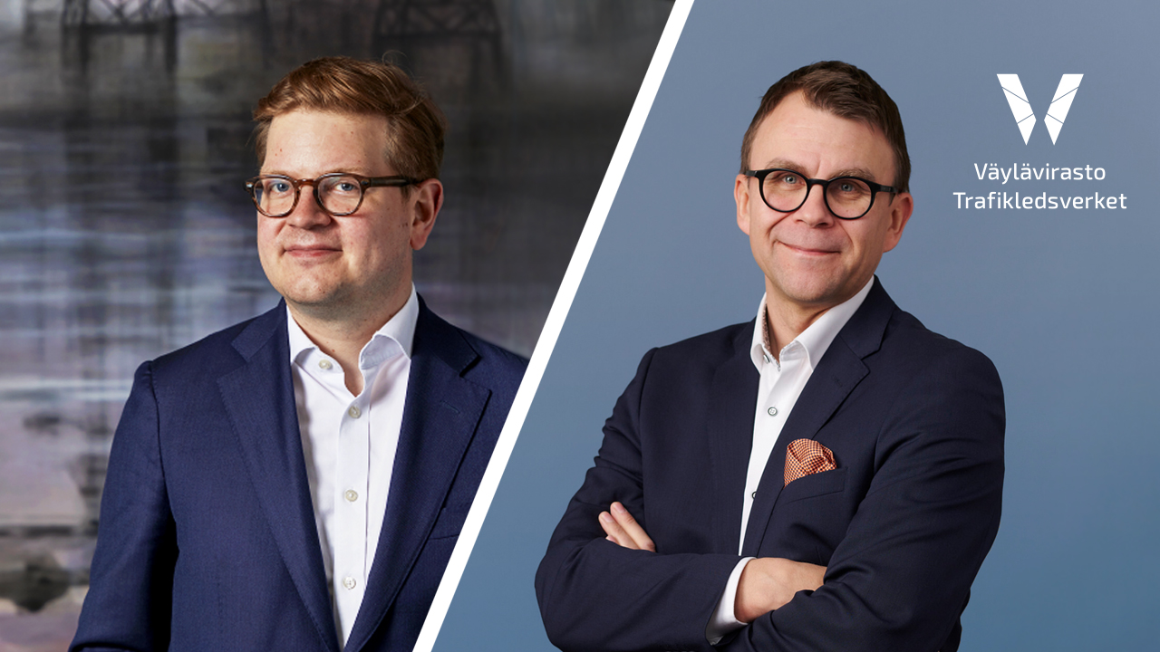 Vasemmalla Turun kaupungin yhteyspäällikkö Matti Niemi ja oikealla Väyläviraston toimialajohtaja Esa Sirkiä. 